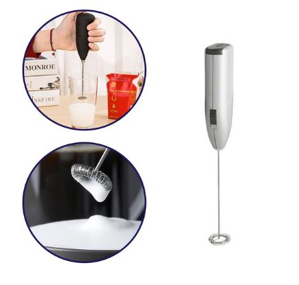 Electric Handheld Milk Frother Wand – Battery Operated Coffee & Latte Foam Maker Mixer (Battery Not Included)