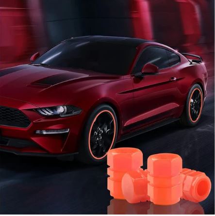 Luminous Tyre Valve Caps Glow in the Dark – LED Style Air Stem Covers for Car & Bike (4 Pcs, Mixed Colours) - Image 5
