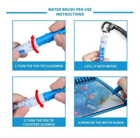 Magic Water Coloring Book with Reusable Magic Pen | Quick Dry Doodle Painting Board for Kids - Image 5