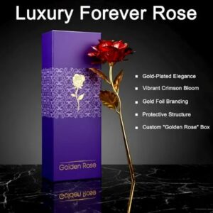 24K Gold Plated Artificial Rose Flower Gift for Valentine, Anniversary & Special Occasions