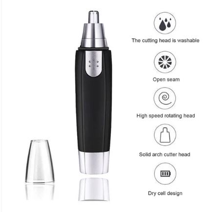 Sharp Steel Battery-Operated Ear & Nose Hair Trimmer for Men & Women - Image 4