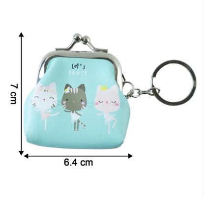 Cute Cartoon Cat Printed Mini Coin Purse Keychain (1 Pc) - Image 3
