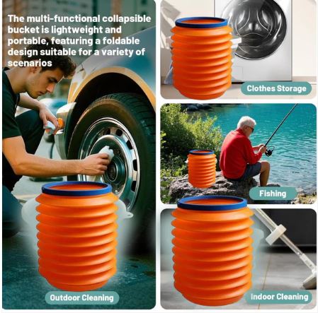 Foldable Storage Bucket – Multipurpose Water Container & Dustbin for Home, Car & Kitchen