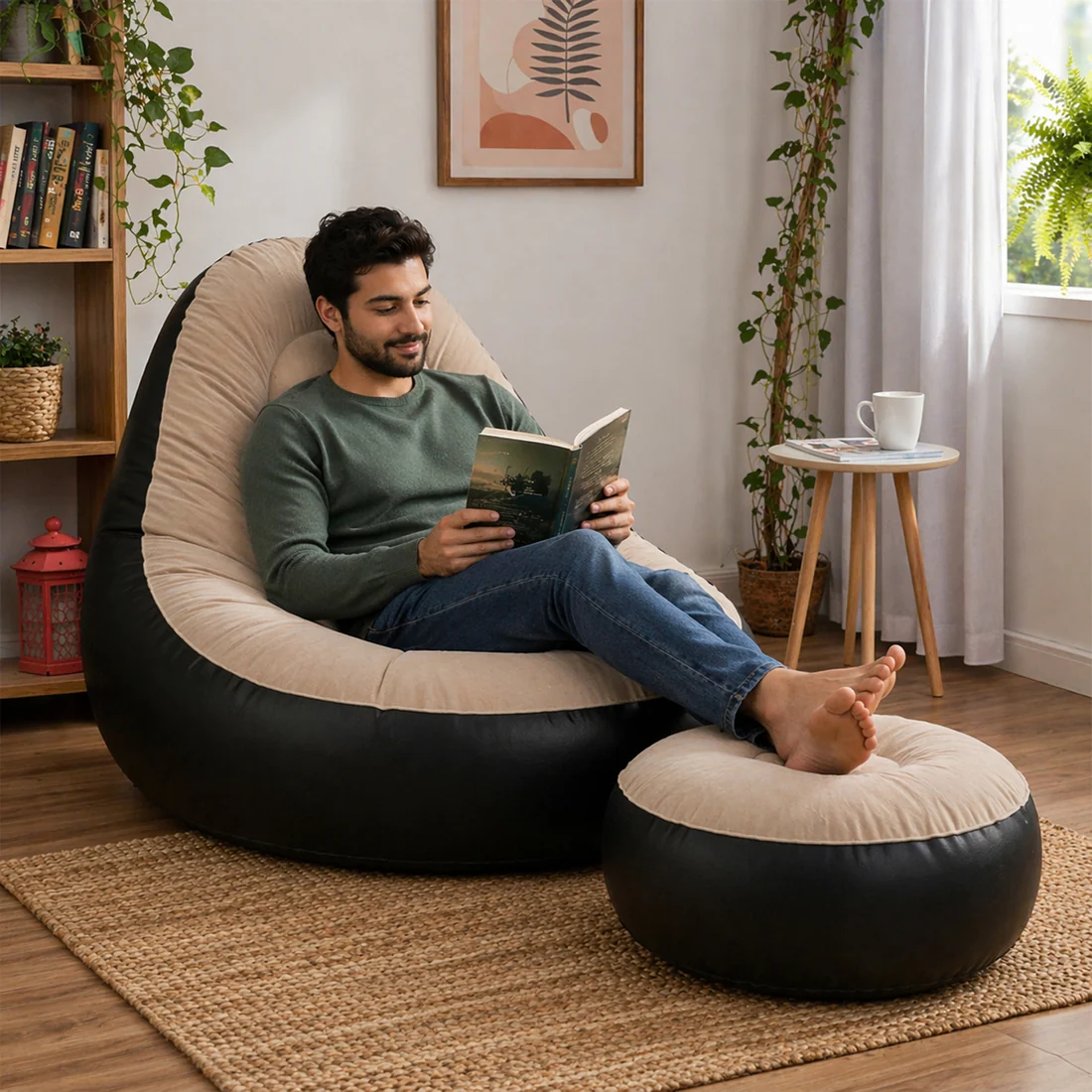 Premium Inflatable Air Sofa Chair with Footrest Set - Image 4
