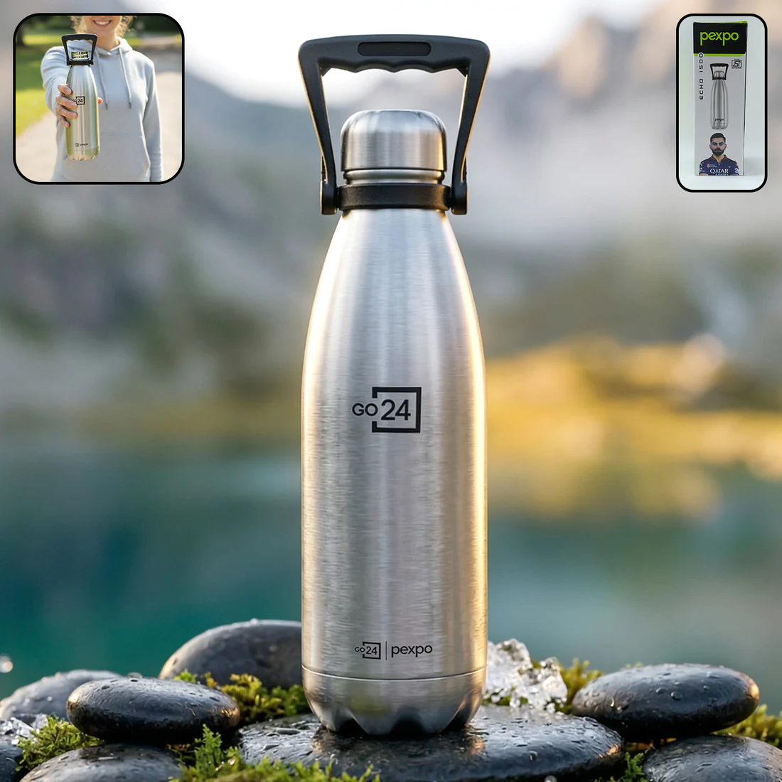 Pexpo Echo Vacuum Insulated Hot & Cold Stainless Steel Water Bottle - 1500ml