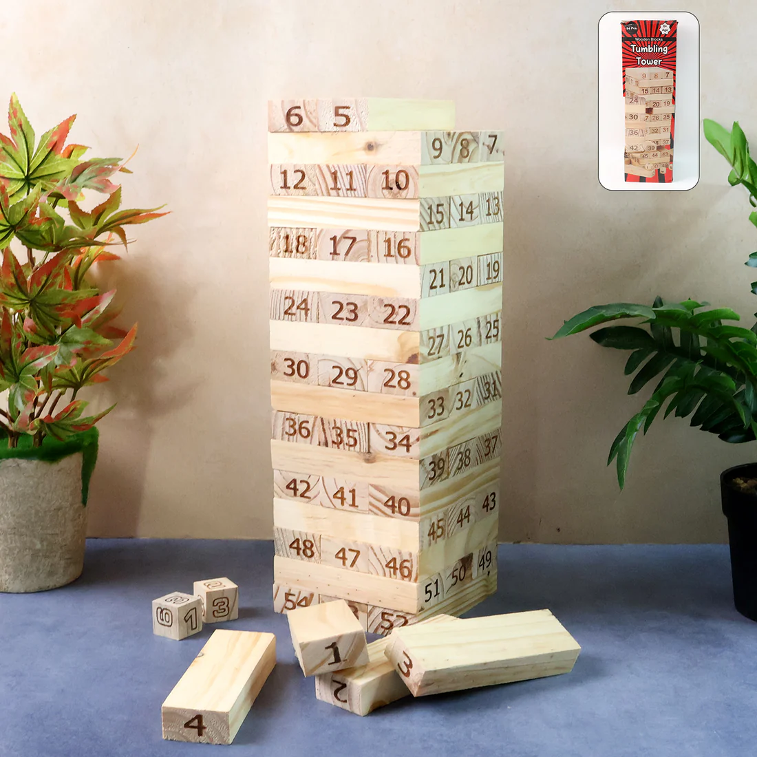 Numbered Wooden Tumbling Tower Game Set - Classic Stacking Blocks - Image 6