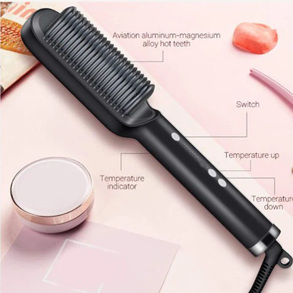 HQT-909B Professional Hair Straightener & Scalp Massager Brush - Image 5