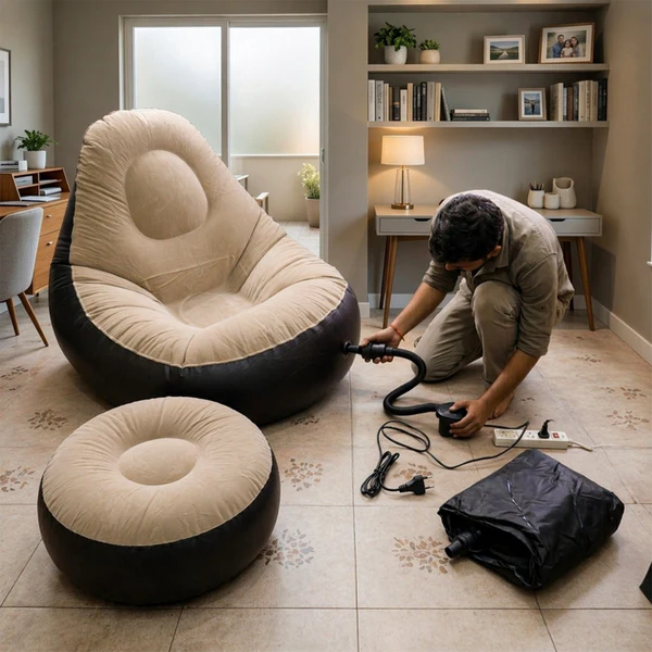 Premium Inflatable Air Sofa Chair with Footrest Set - Image 3