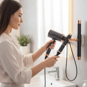 Premium Wall-Mount Hair Dryer Holder & Heat-Resistant Stand