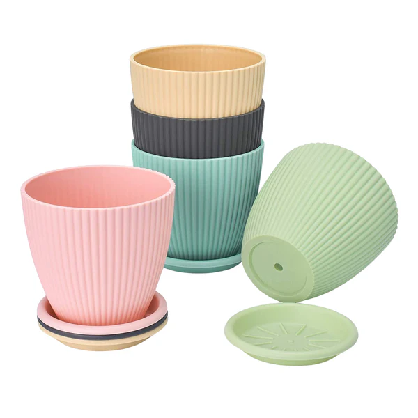 Premium 5-Piece Flower Pot Set with Matching Trays - Image 5