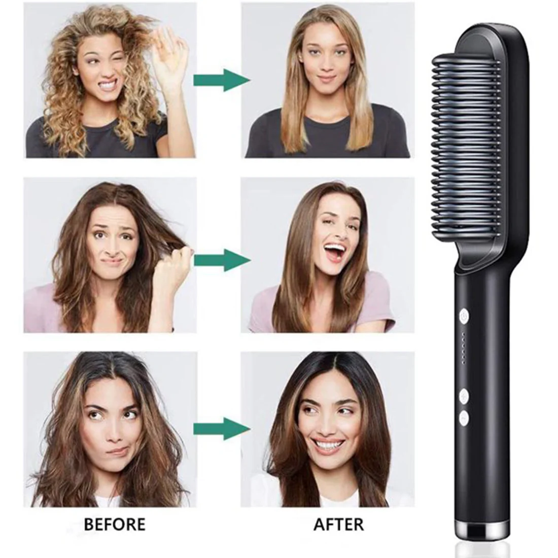 HQT-909B Professional Hair Straightener & Scalp Massager Brush - Image 8