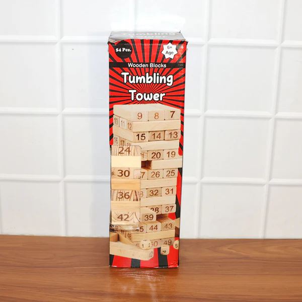 Numbered Wooden Tumbling Tower Game Set - Classic Stacking Blocks - Image 3