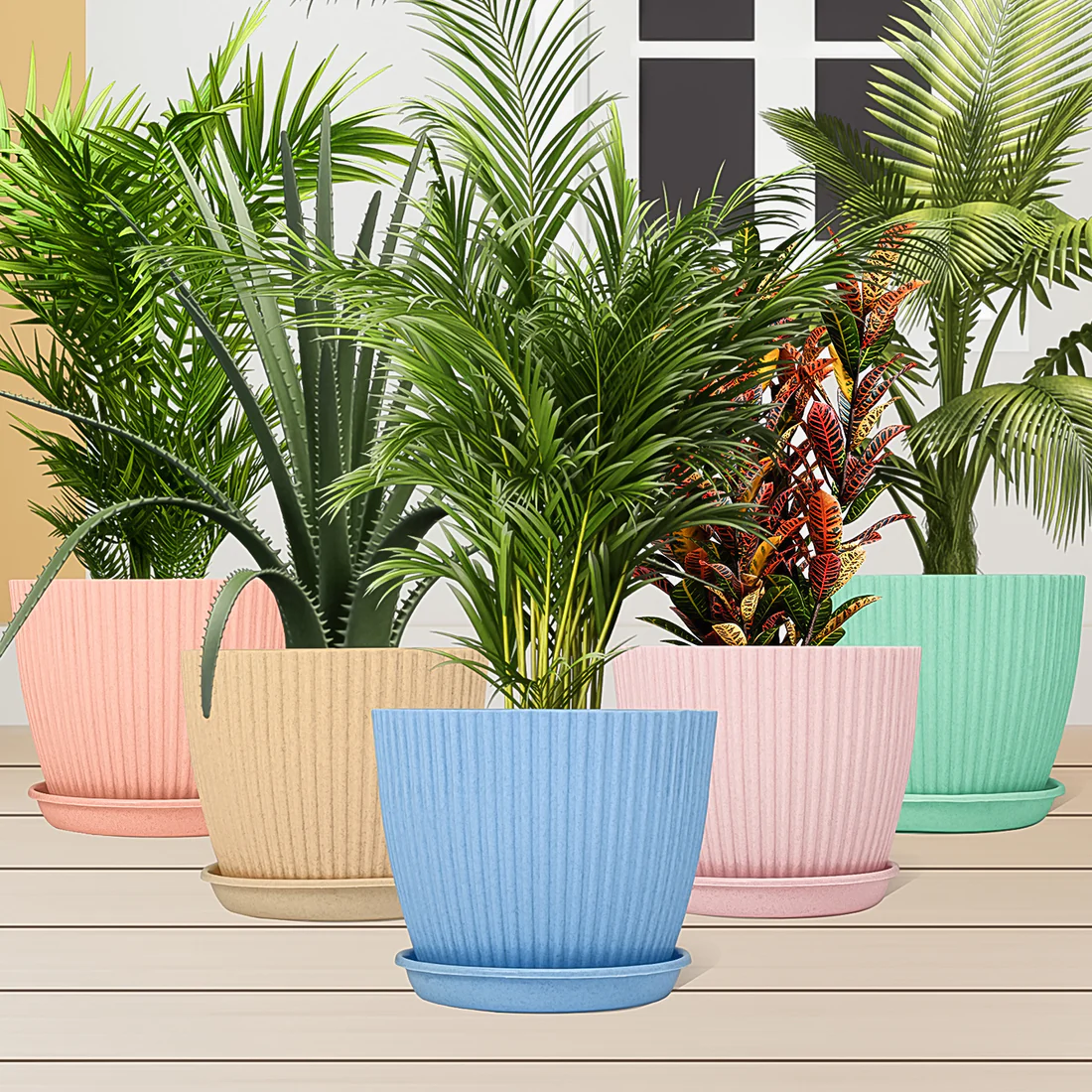 Premium 5-Piece Flower Pot Set with Matching Trays - Image 7