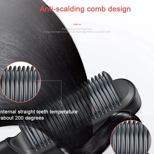 HQT-909B Professional Hair Straightener & Scalp Massager Brush - Image 6