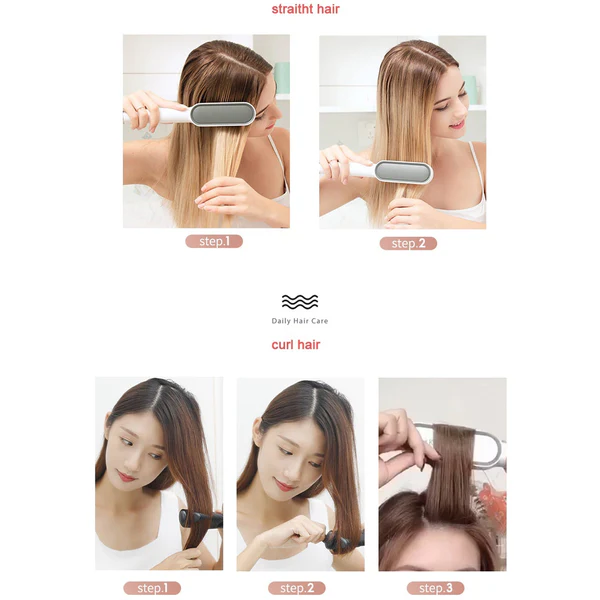 HQT-909B Professional Hair Straightener & Scalp Massager Brush - Image 3