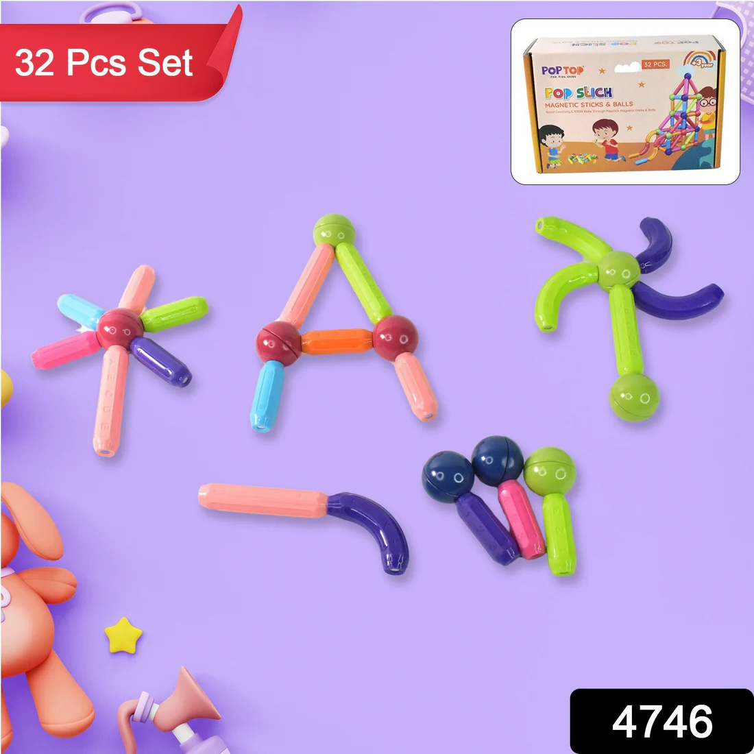 32-Piece Magnetic Sticks Building Blocks | STEM Discovery Toy for Kids