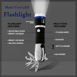 8-in-1 Multi-Tool LED Flashlight | Emergency Survival Torch