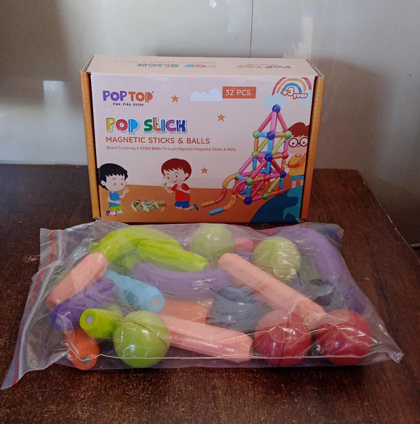 32-Piece Magnetic Sticks Building Blocks | STEM Discovery Toy for Kids - Image 2