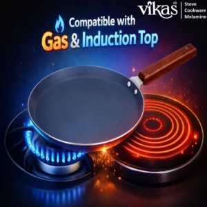 Vikas Ceramic Dosa Tawa with Wooden Handle - Grey