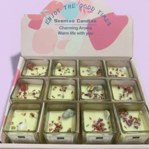Luxury Scented Square Candle Set of 12 | Crystal & Dried Flower Aromatherapy