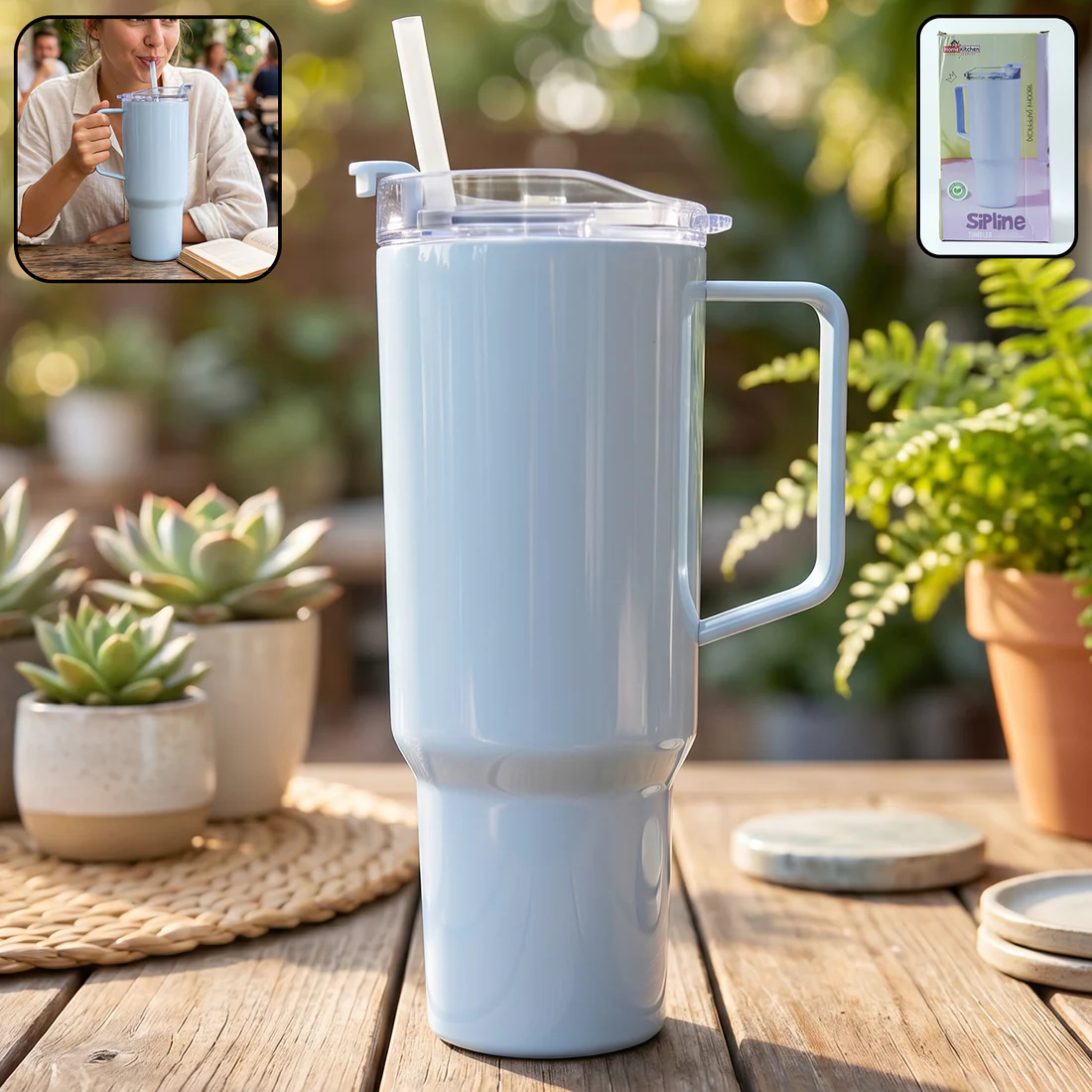 1800ml Large Capacity Travel Sipline Tumbler with Handle and Straw Lid