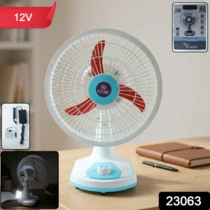 Omega 12V Rechargeable Table Fan with LED Light