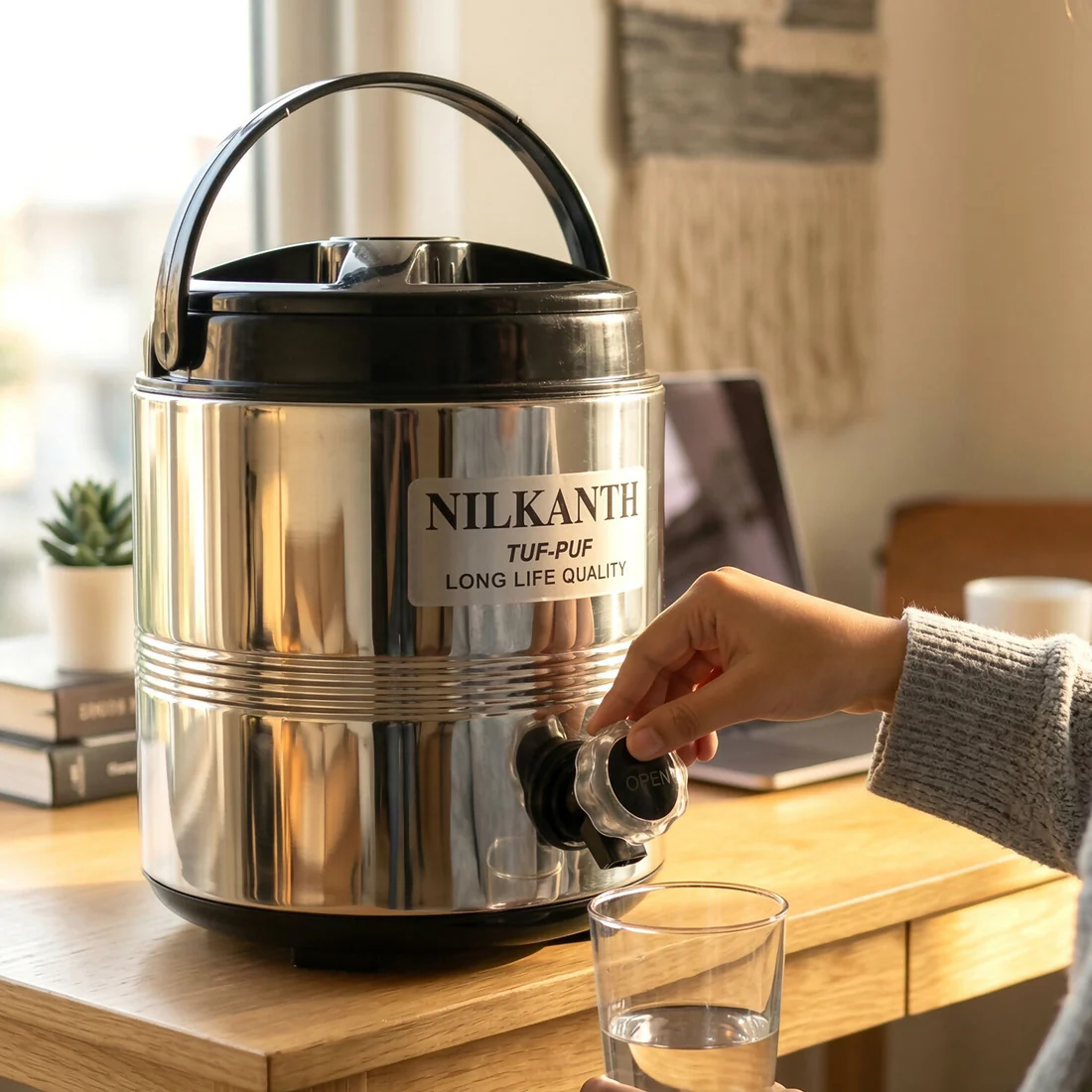 Nilkanth 3-Piece Stainless Steel Combo Set - Insulated Jug, Hot Pot & Flask - Image 6